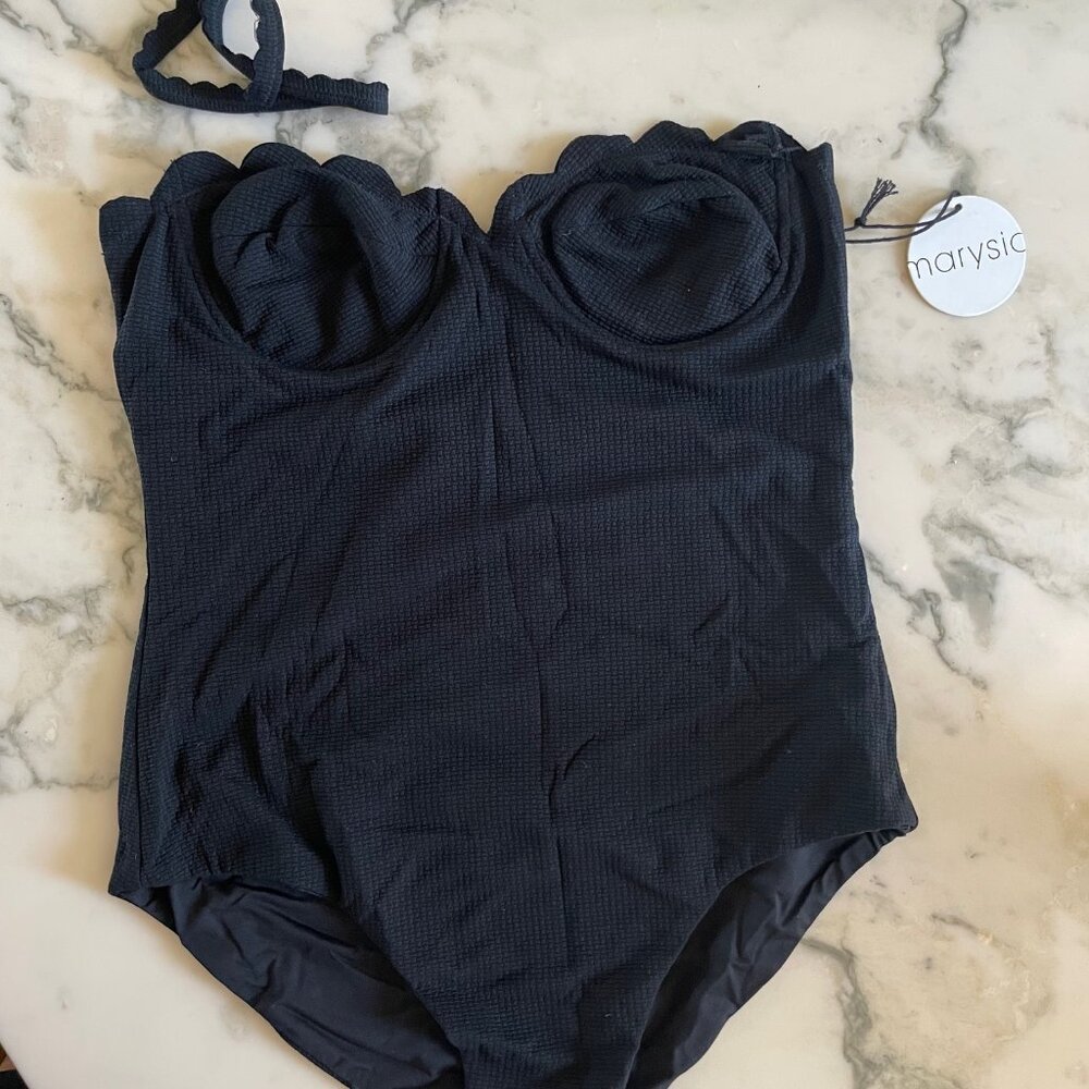 Marysia scallop bathing suit, M